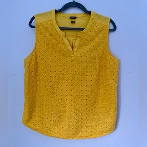 Eddie Bauer On The Go Eyelet Tank Top, Canary Yellow, Size L